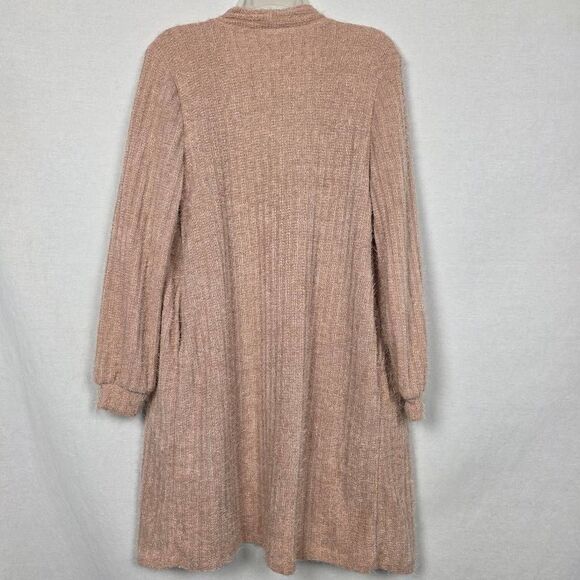 Maurices Fuzzy Ribbed Long Open Cardigan M Pink - Picture 5 of 9